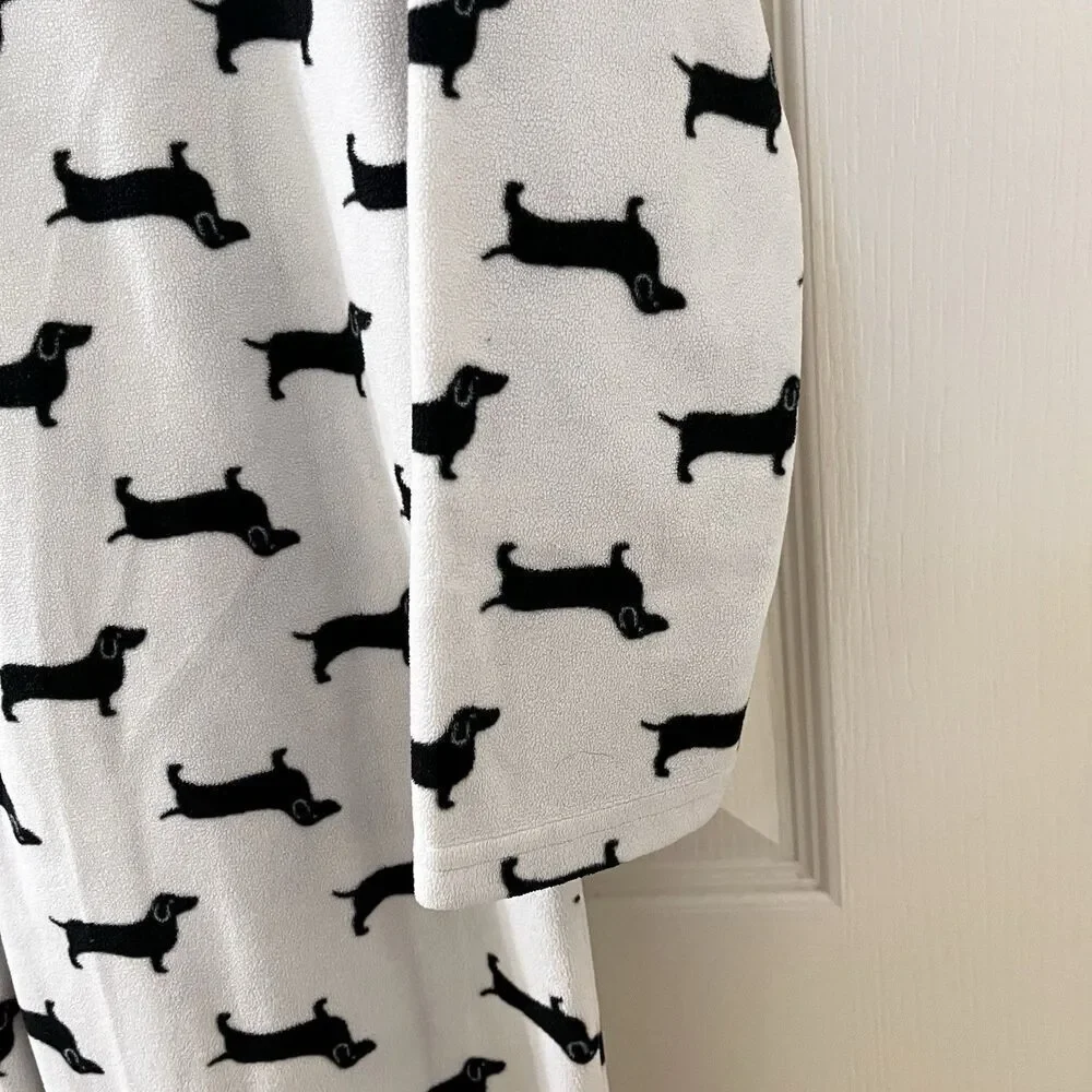 Tucker + Tate Dachshund Dog Fleece One Piece Hooded Pajamas Girls Size M 8-10